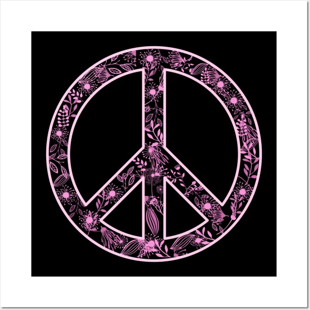 Girly Flower Peace Sign Wall Art by theglaze